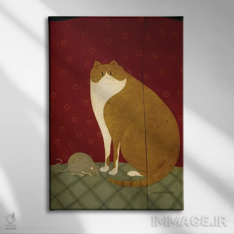 تابلو دکوراتیو گربه و موش اثر وارن کیمبل - نمای روبهرو روی دیوار