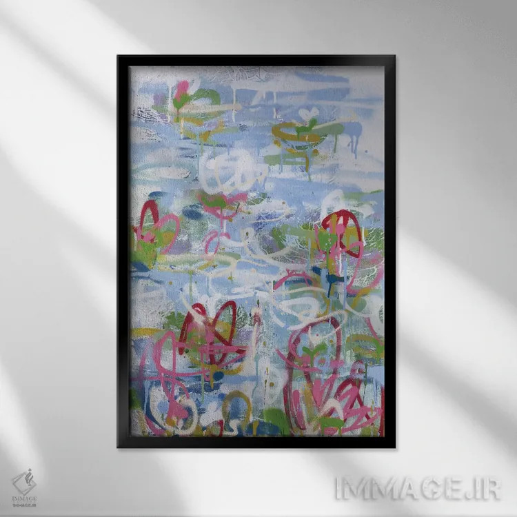 تابلو انتزاعی شماره ۲۷ اثر وین اسلیت - نمای قابدار مشکی