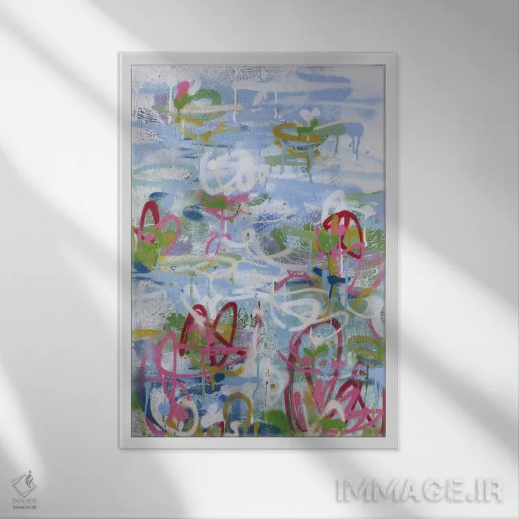 تابلو انتزاعی شماره ۲۷ اثر وین اسلیت - نمای قابدار سفید