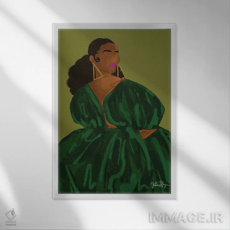 تابلو دکوراتیو سبز اثر وینی وستون - نمای قابدار سفید