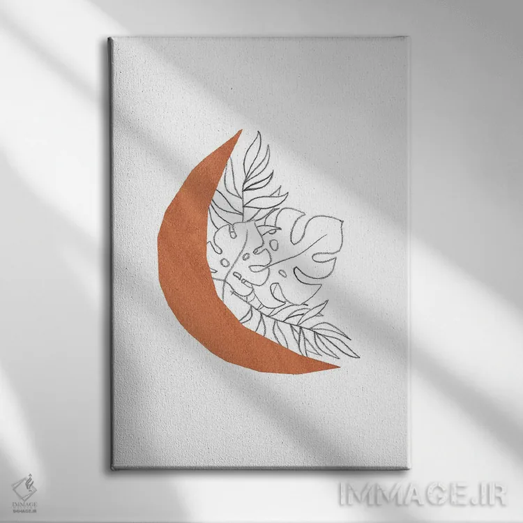 تابلو مینیمال هلال گل دار اثر ویلز وی - نمای روبهرو روی دیوار