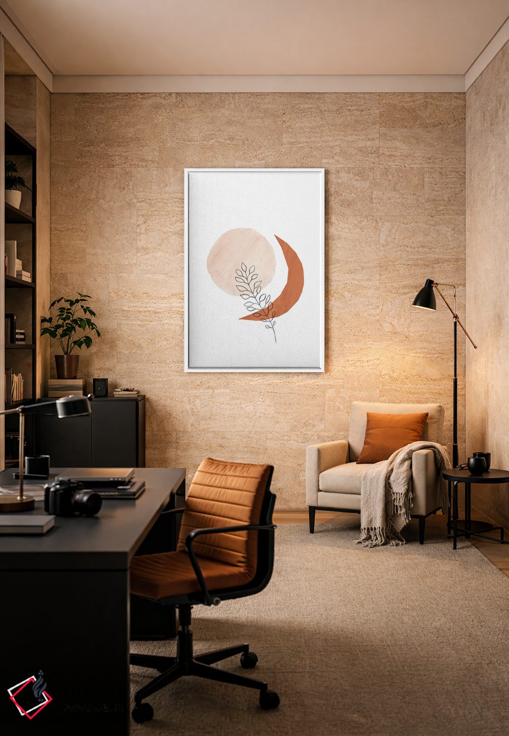 تابلو مینیمال خورشید، ماه و گیاه اثر ویلز وی - D6W