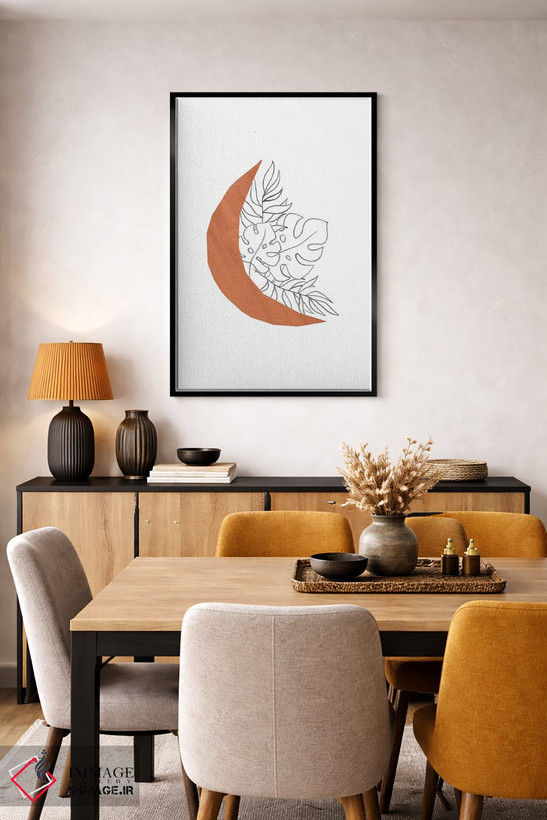 تابلو مینیمال هلال گل دار اثر ویلز وی - D6B