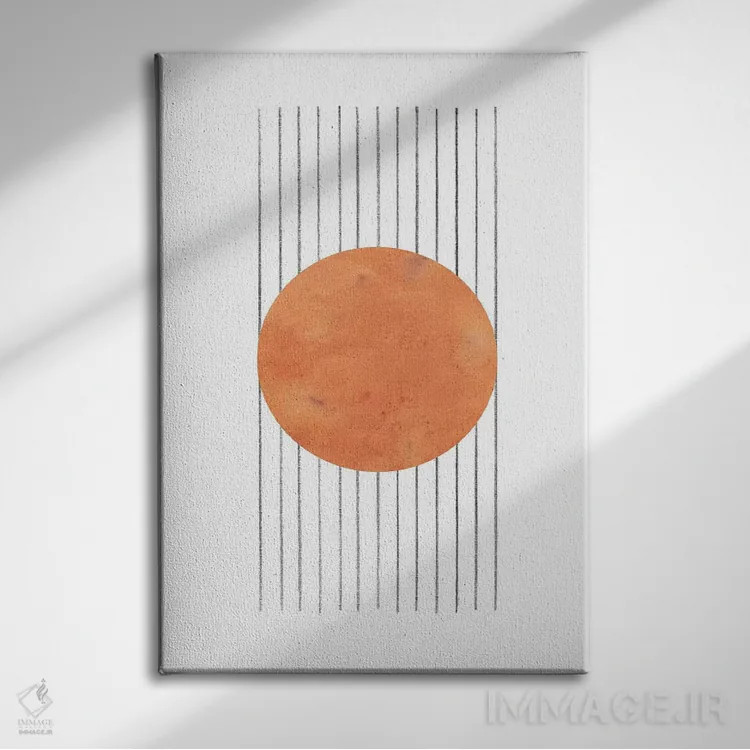 تابلو مینیمال انتزاعی نارنجی سوخته اثر ویلز وی - نمای روبهرو روی دیوار