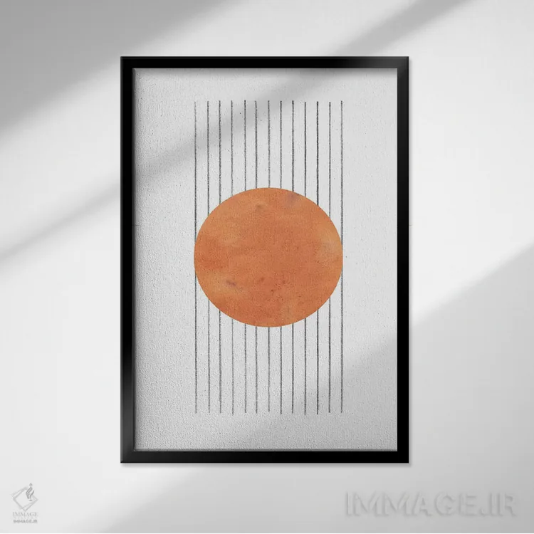 تابلو مینیمال انتزاعی نارنجی سوخته اثر ویلز وی - نمای قابدار مشکی