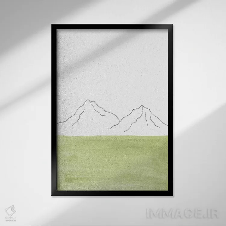 تابلو مینیمال منظره سبز مینیمال اثر ویلز وی - نمای قابدار مشکی