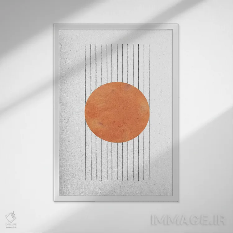 تابلو مینیمال انتزاعی نارنجی سوخته اثر ویلز وی - نمای قابدار سفید