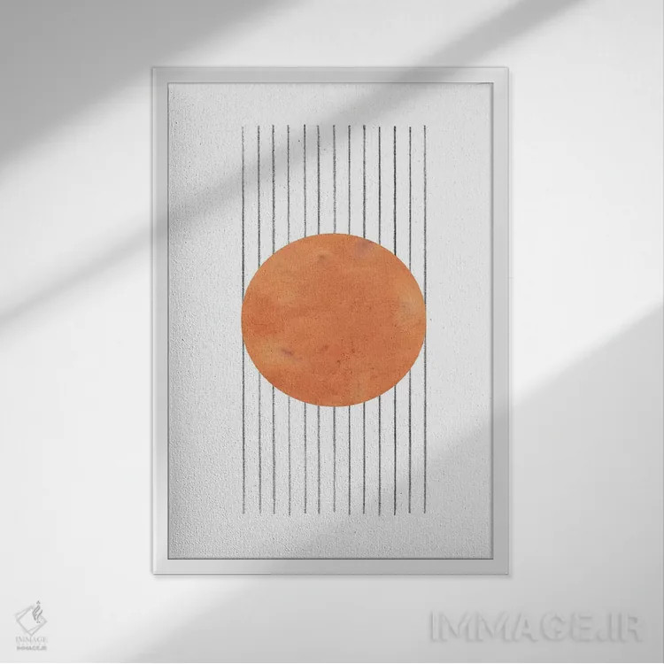 تابلو مینیمال انتزاعی نارنجی سوخته اثر ویلز وی - نمای قابدار سفید