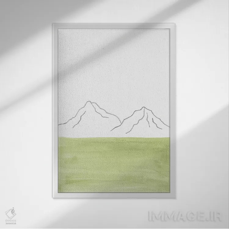 تابلو مینیمال منظره سبز مینیمال اثر ویلز وی - نمای قابدار سفید