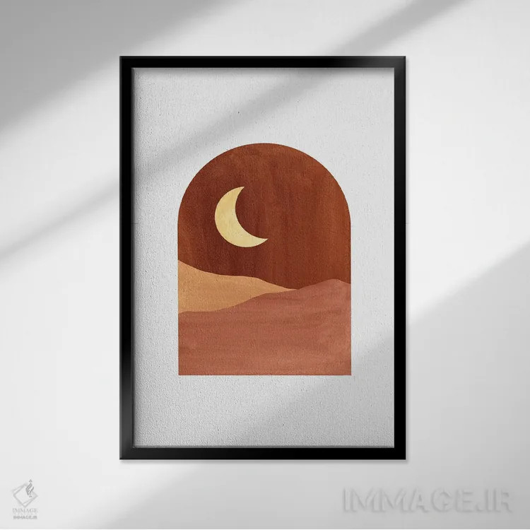 تابلو مینیمال شب سرخ خاکی اثر ویلز وی - نمای قابدار مشکی