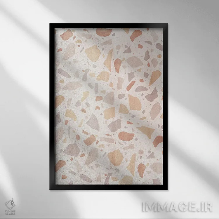 تابلو مینیمال ترازو پاستلی اثر ویلز وی - نمای قابدار مشکی