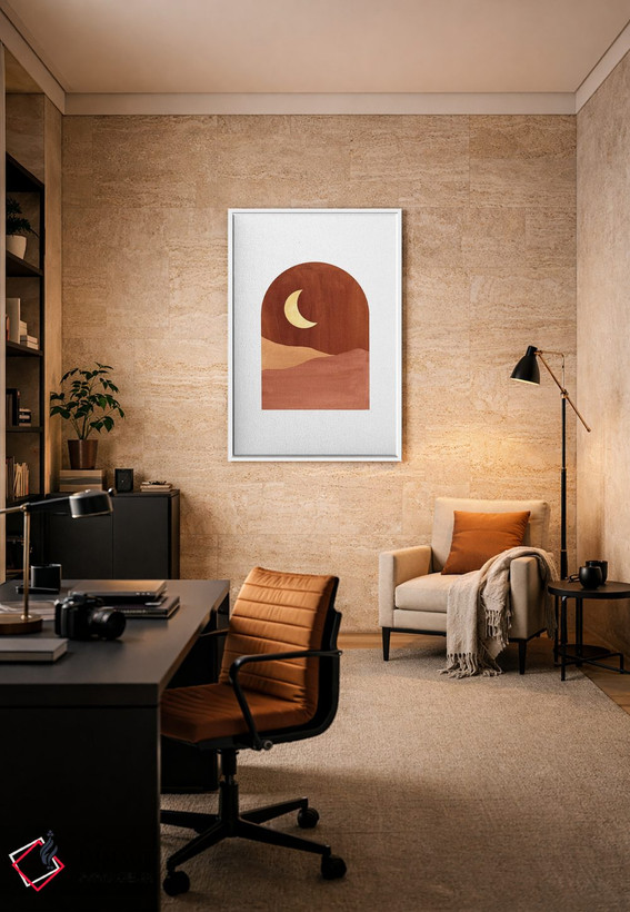 تابلو مینیمال شب سرخ خاکی اثر ویلز وی - D6W