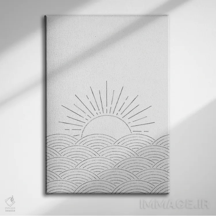 تابلو مینیمال غروب مینیمال روی دریا اثر ویلز وی - نمای روبهرو روی دیوار