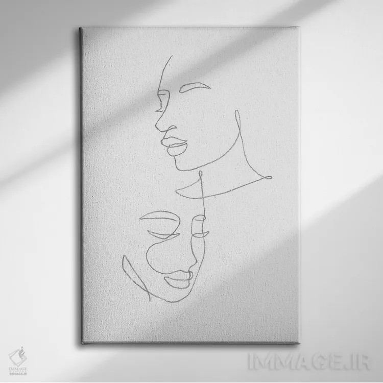 تابلو مینیمال چهره های زنانه با طراحی خطی اثر ویلز وی - نمای روبهرو روی دیوار