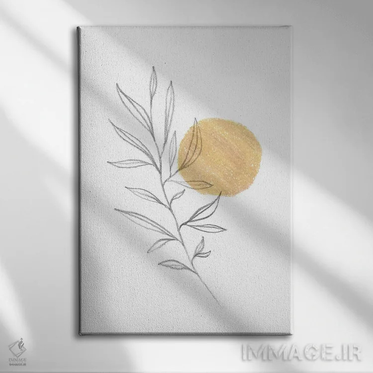تابلو مینیمال گیاه بوهو و خورشید اثر ویلز وی - نمای روبهرو روی دیوار