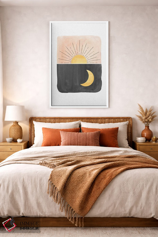 تابلو مینیمال sun and moon,روز و شب، خورشید و ماه اثر ویلز وی - D3W