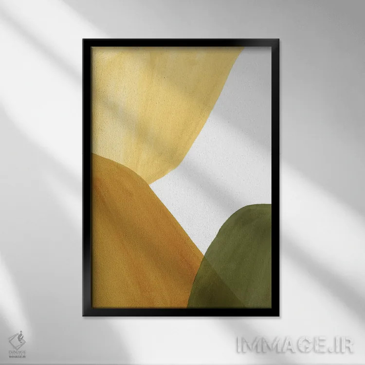 تابلو مینیمال Autumn Colors II,اشکال ارگانیک انتزاعی با رنگ های پاییزی ۲ اثر ویلز وی - نمای قابدار مشکی
