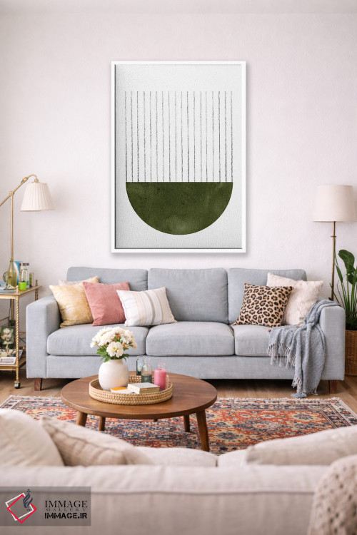 تابلو مینیمال هنر هندسی سبز تیره اثر ویلز وی - D1W
