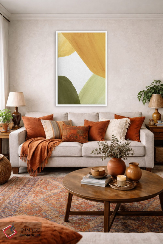تابلو مینیمال Autumn Colors I,اشکال ارگانیک انتزاعی با رنگ های پاییزی ۱ اثر ویلز وی - D1W