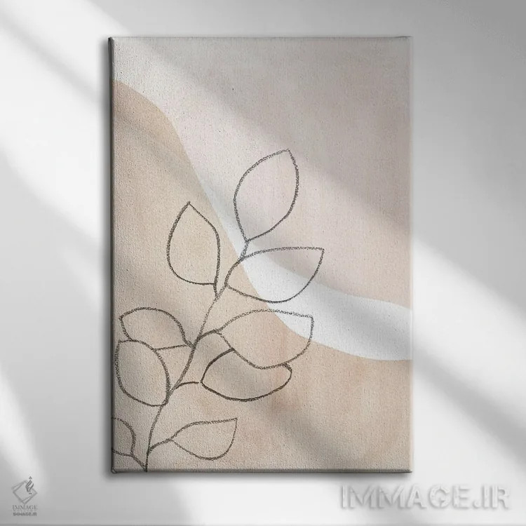 تابلو مینیمال گیاه خنثی اثر ویلز وی - نمای روبهرو روی دیوار