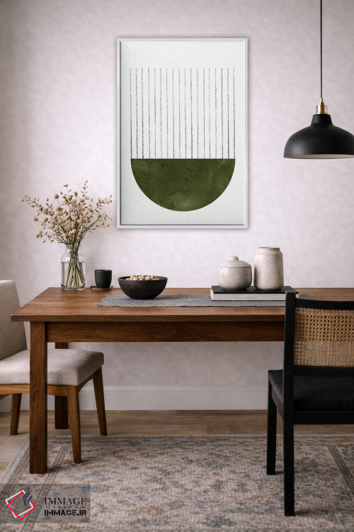 تابلو مینیمال هنر هندسی سبز تیره اثر ویلز وی - D4W