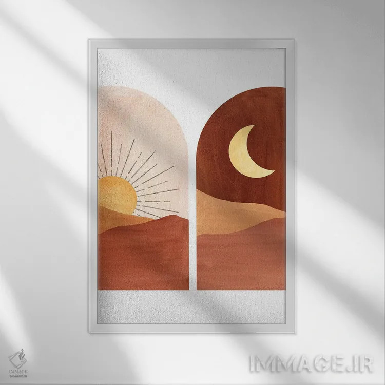 تابلو مدرن روز و شب بوهو اثر ویلز وی - نمای قابدار سفید