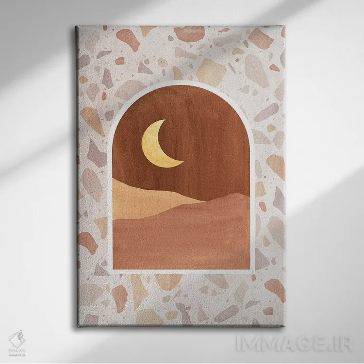 تابلو مینیمال شب کویر ترازو اثر ویلز وی - نمای روبهرو روی دیوار