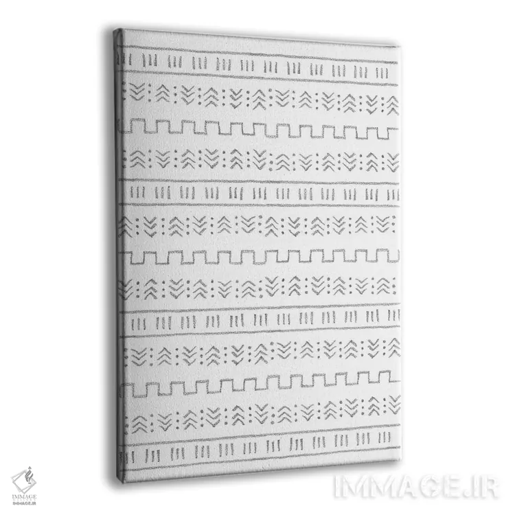 تابلو مینیمال طرح آزتک سیاه و سفید اثر ویلز وی - نمای پرسپکتیو محصول