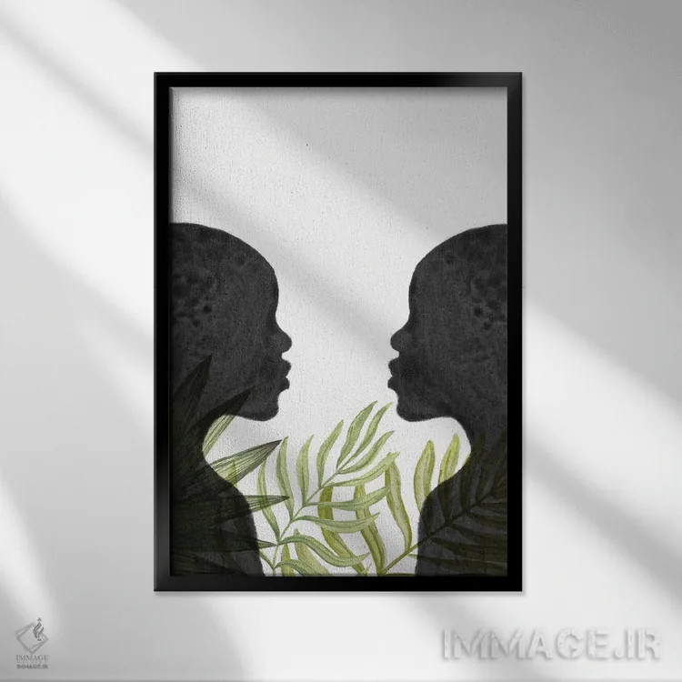 تابلو مینیمال African Inspired,زنان سیاهپوست با الهام از آفریقا اثر ویلز وی - نمای قابدار مشکی
