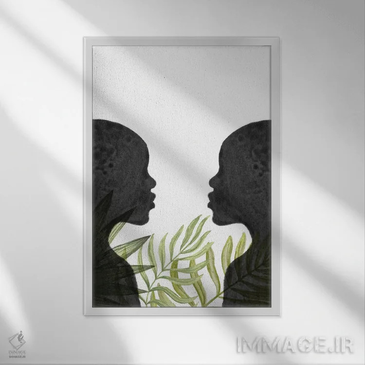 تابلو مینیمال African Inspired,زنان سیاهپوست با الهام از آفریقا اثر ویلز وی - نمای قابدار سفید