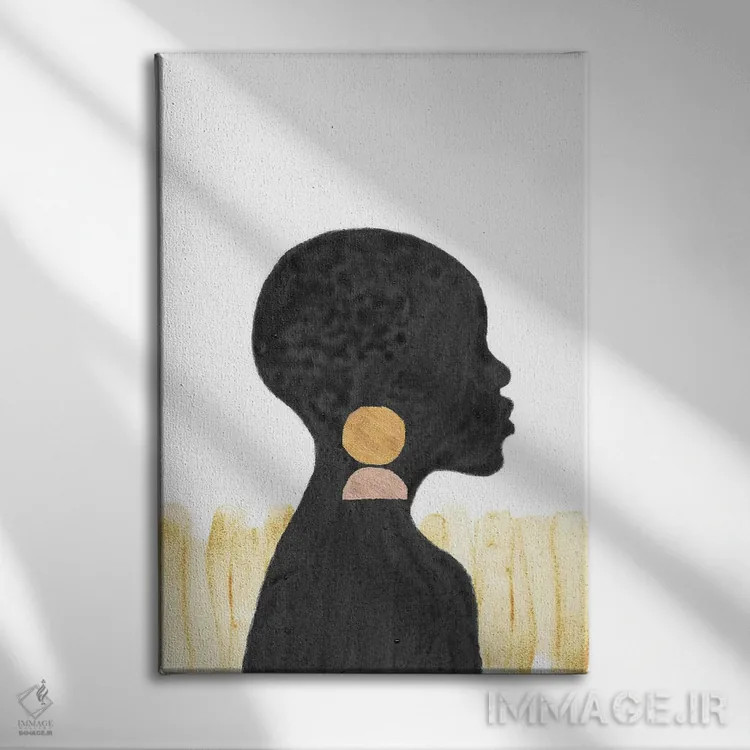 تابلو مینیمال دختر سیاهپوست آفریقایی اثر ویلز وی - نمای روبهرو روی دیوار