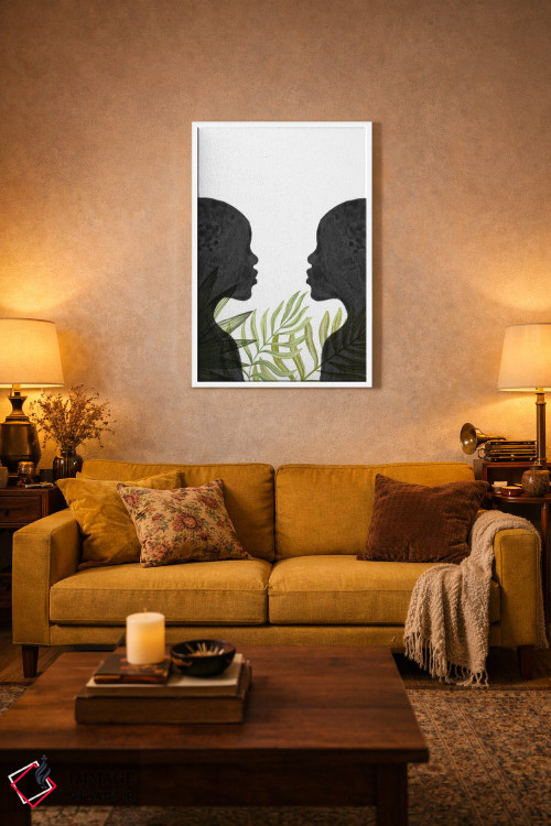 تابلو مینیمال African Inspired,زنان سیاهپوست با الهام از آفریقا اثر ویلز وی - D2W
