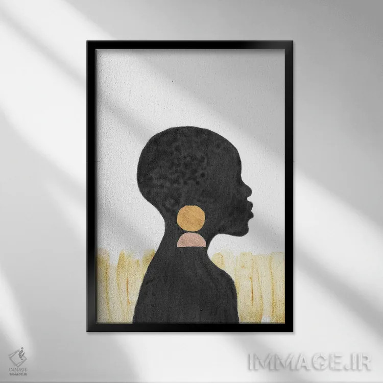 تابلو مینیمال دختر سیاهپوست آفریقایی اثر ویلز وی - نمای قابدار مشکی