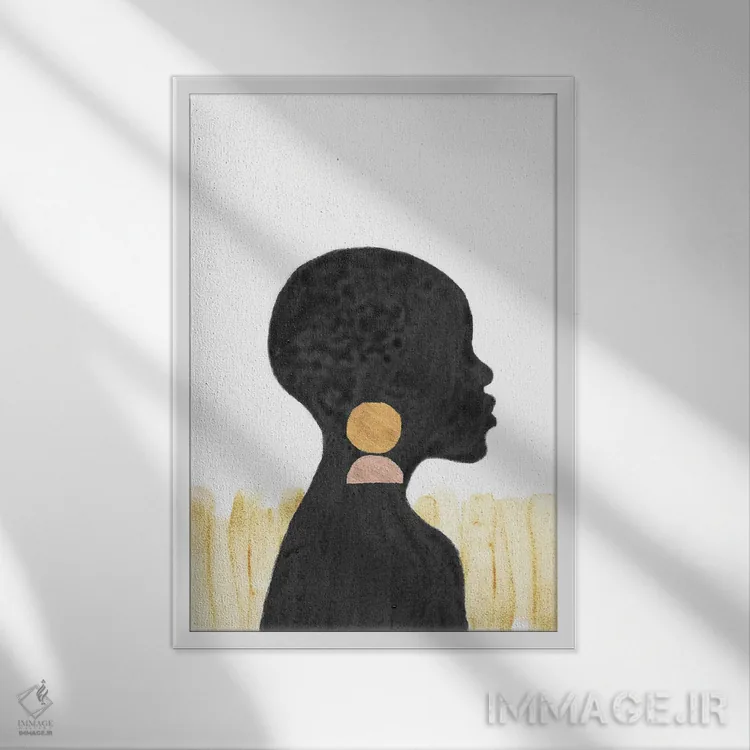 تابلو مینیمال دختر سیاهپوست آفریقایی اثر ویلز وی - نمای قابدار سفید