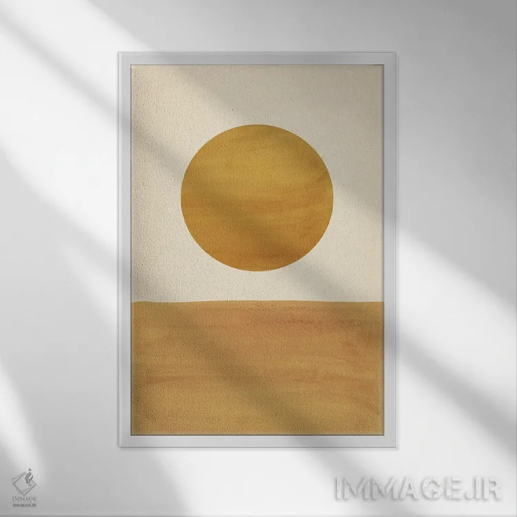 تابلو مینیمال منظره مینیمال با زنگار و خردلی اثر ویلز وی - نمای قابدار سفید