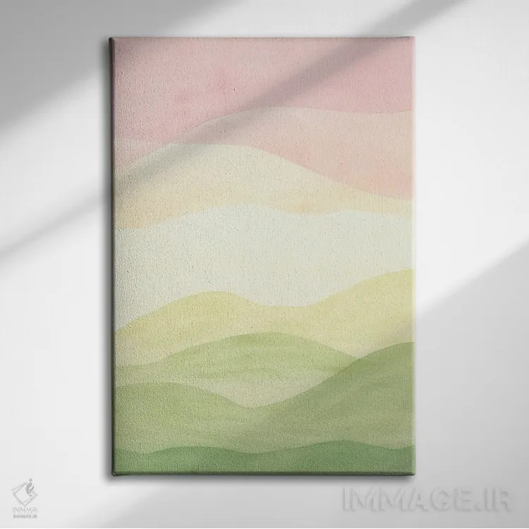 تابلو مینیمال Pastel Pink Sky,منظره انتزاعی با آسمان صورتی پاستلی اثر ویلز وی - نمای روبهرو روی دیوار