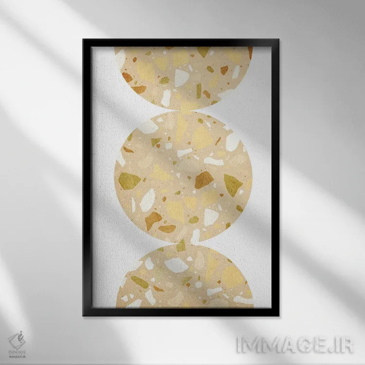 تابلو انتزاعی اشکال دایره ای ترازو ۲ اثر ویلز وی - نمای قابدار مشکی