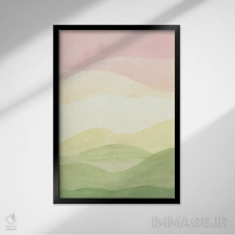 تابلو مینیمال Pastel Pink Sky,منظره انتزاعی با آسمان صورتی پاستلی اثر ویلز وی - نمای قابدار مشکی
