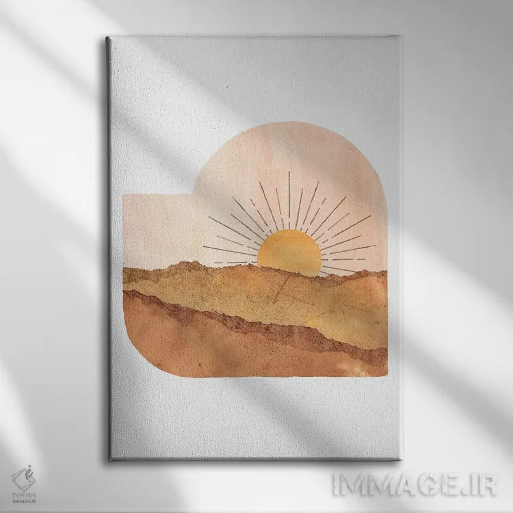 تابلو مینیمال Abstract Shape,منظره تراکوتا با فرم انتزاعی اثر ویلز وی - نمای روبهرو روی دیوار