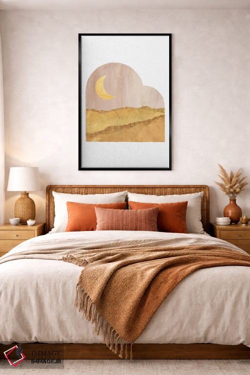 تابلو مینیمال Abstract Shape,منظره مهتابی با فرم انتزاعی اثر ویلز وی - D3B