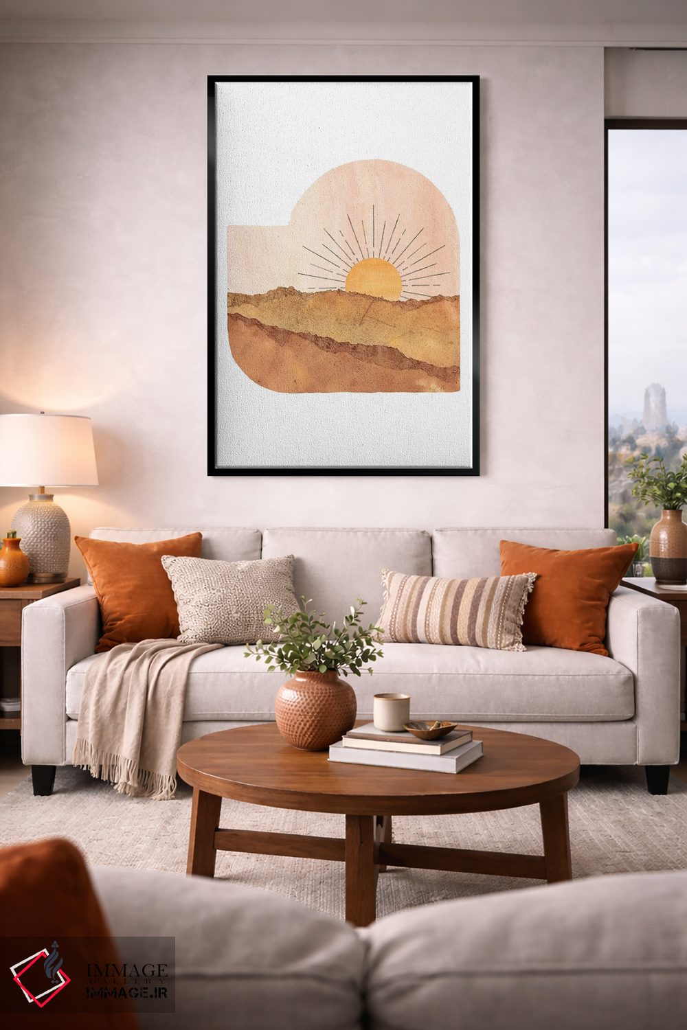 تابلو مینیمال Abstract Shape,منظره تراکوتا با فرم انتزاعی اثر ویلز وی - D2B