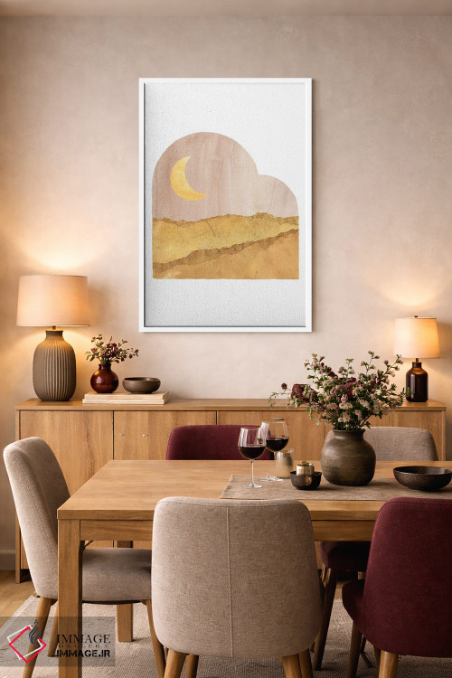 تابلو مینیمال Abstract Shape,منظره مهتابی با فرم انتزاعی اثر ویلز وی - D5W