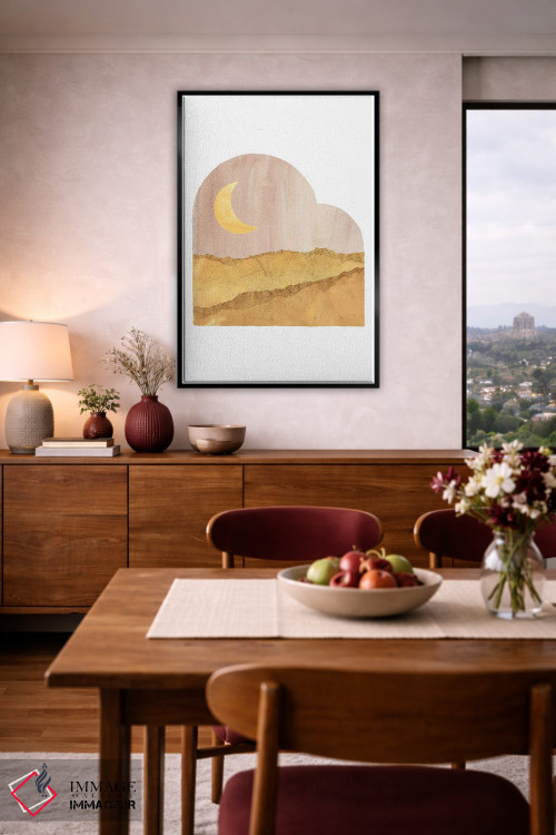 تابلو مینیمال Abstract Shape,منظره مهتابی با فرم انتزاعی اثر ویلز وی - D4B