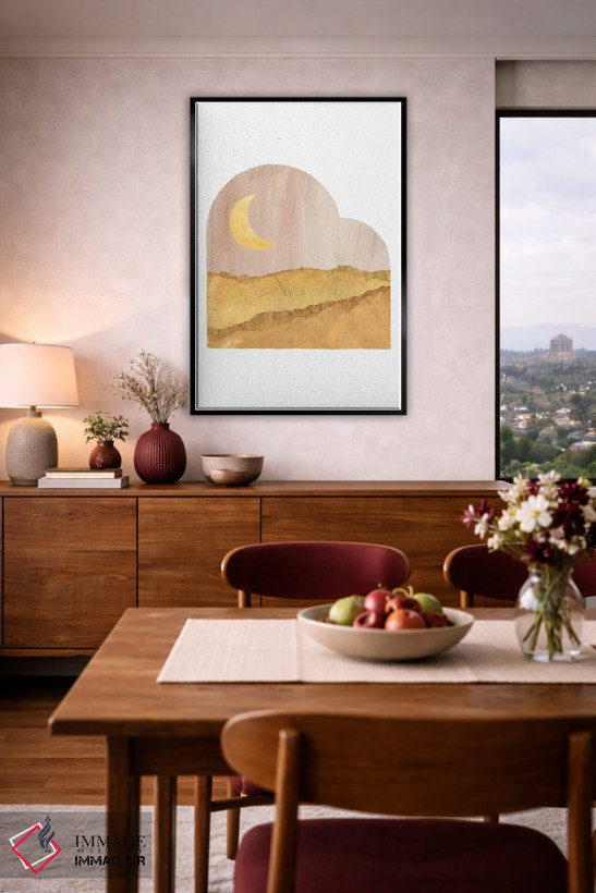 تابلو مینیمال Abstract Shape,منظره مهتابی با فرم انتزاعی اثر ویلز وی - D4B