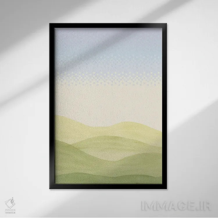 تابلو مینیمال منظره پیکسلی مینیمالیستی اثر ویلز وی - نمای قابدار مشکی