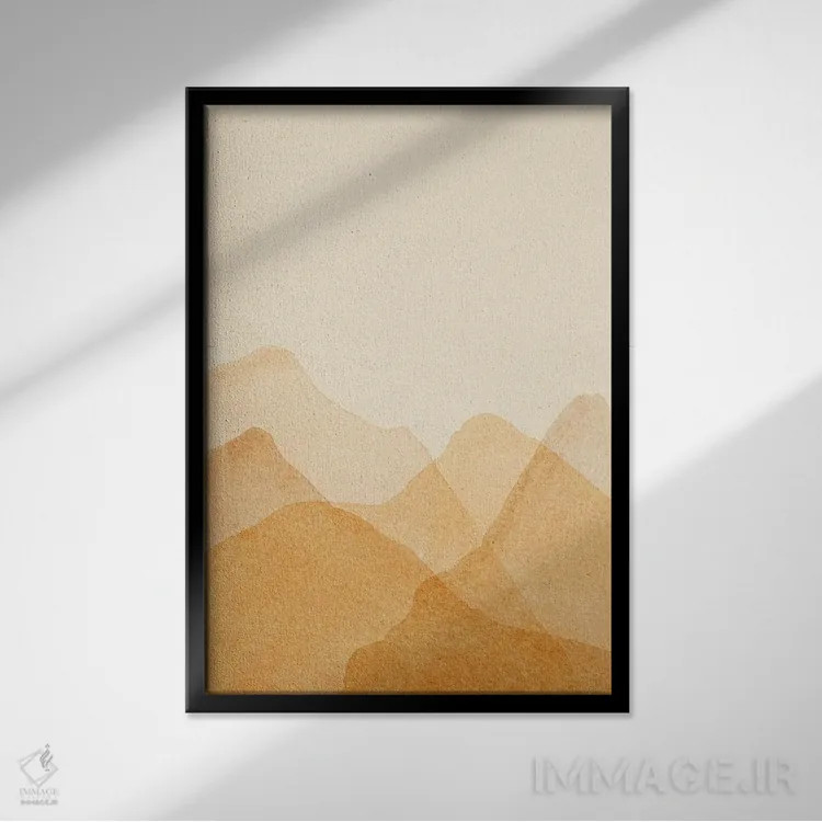 تابلو مینیمال کوه های نارنجی انتزاعی اثر ویلز وی - نمای قابدار مشکی