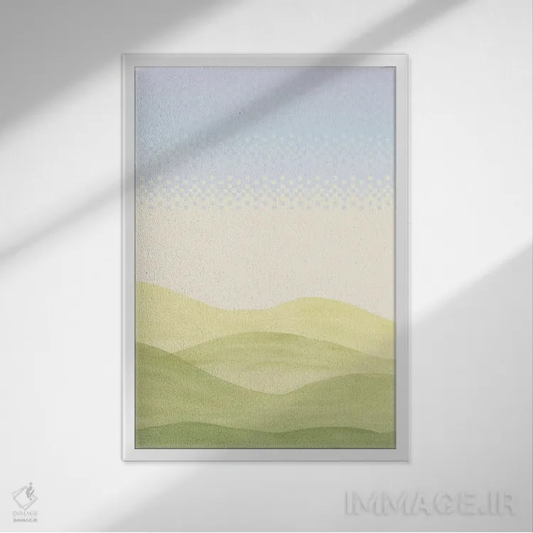 تابلو مینیمال منظره پیکسلی مینیمالیستی اثر ویلز وی - نمای قابدار سفید