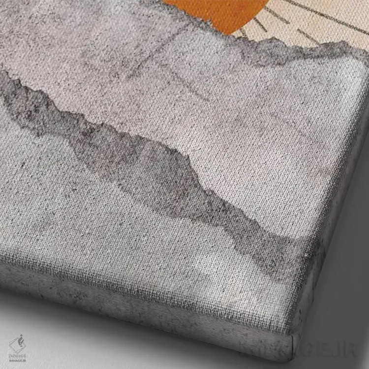 تابلو مینیمال غروب خاکستری و صورتی ملایم اثر ویلز وی - نمای نزدیک بافت بوم