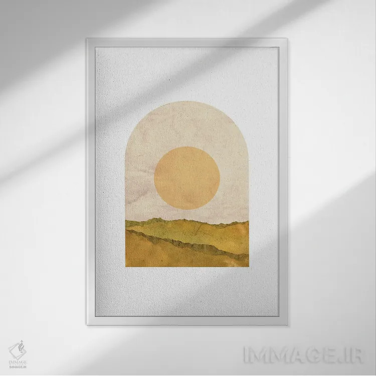 تابلو مینیمال طلوع قوس دار شش اثر ویلز وی - نمای قابدار سفید