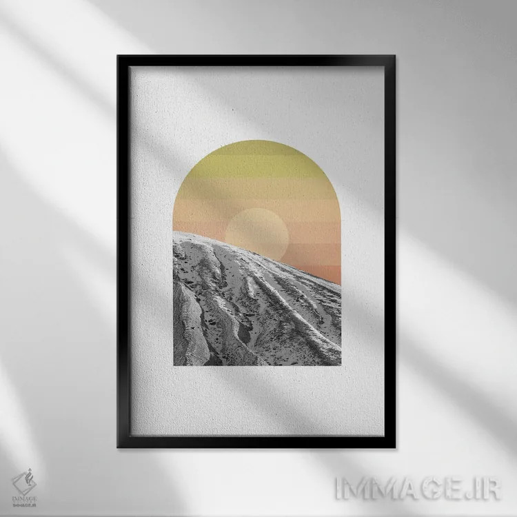 تابلو مینیمال طلوع قوس دار چهارده اثر ویلز وی - نمای قابدار مشکی